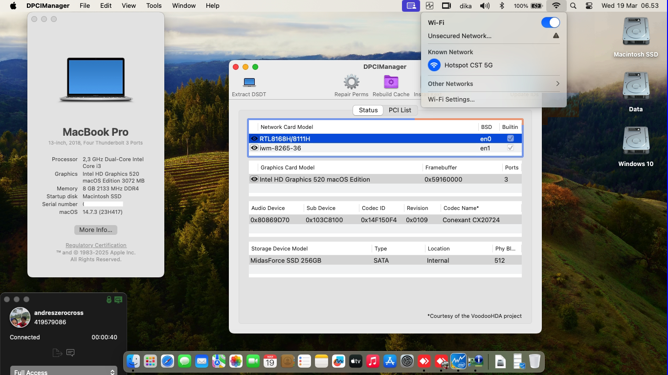 Success Hackintosh macOS Sonoma 14.7.3 Build 23H417 in HP ProBook 440 G3